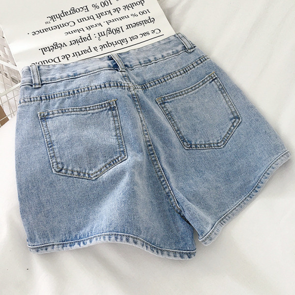 Magas derekú farmer rövidnadrág - széles modell