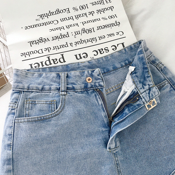 Magas derekú farmer rövidnadrág - széles modell