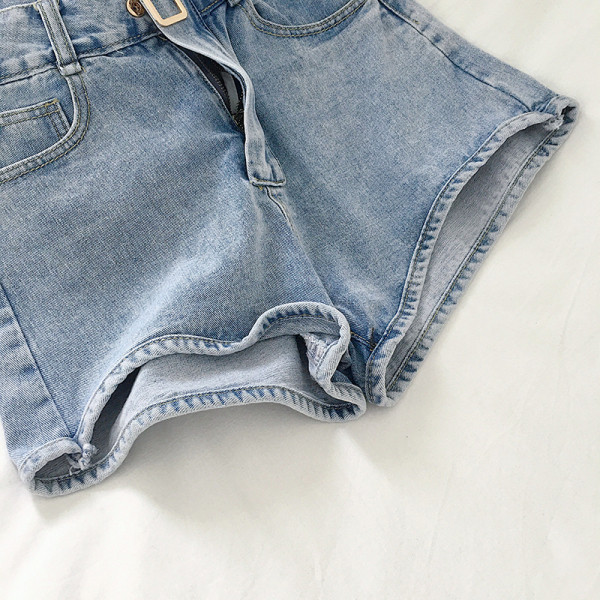 Magas derekú farmer rövidnadrág - széles modell