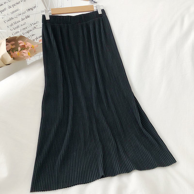 Hosszú női hajtogatott szoknya magas derékkal