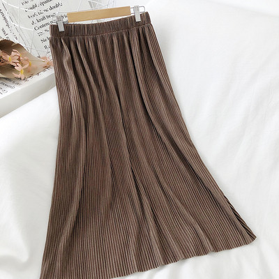 Hosszú női hajtogatott szoknya magas derékkal