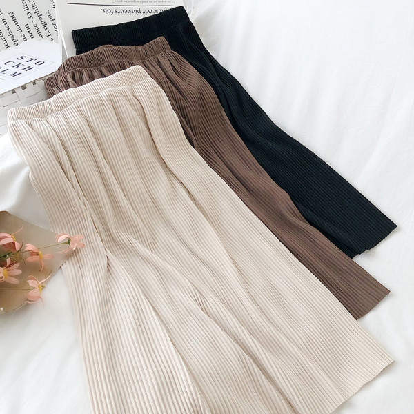 Hosszú női hajtogatott szoknya magas derékkal