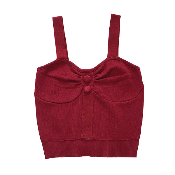 Kötött női felső, vastag pántokkal és gombokkal