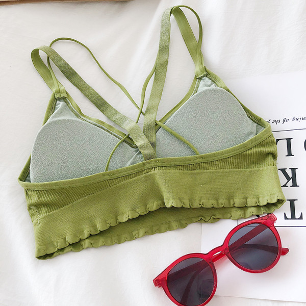 Női melltartó, összefont pántokkal és V-nyakkal