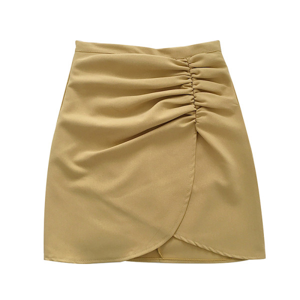 Aszimmetrikus női szoknya magas derékkal, szegélyezett résszel