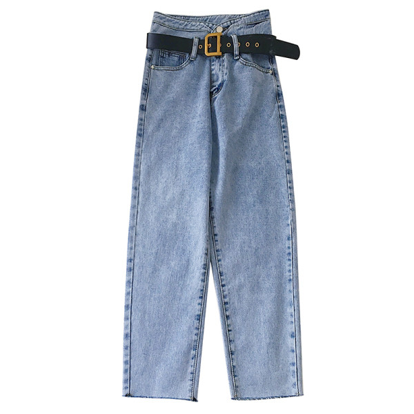 Széles női farmer magas derékkal és övvel