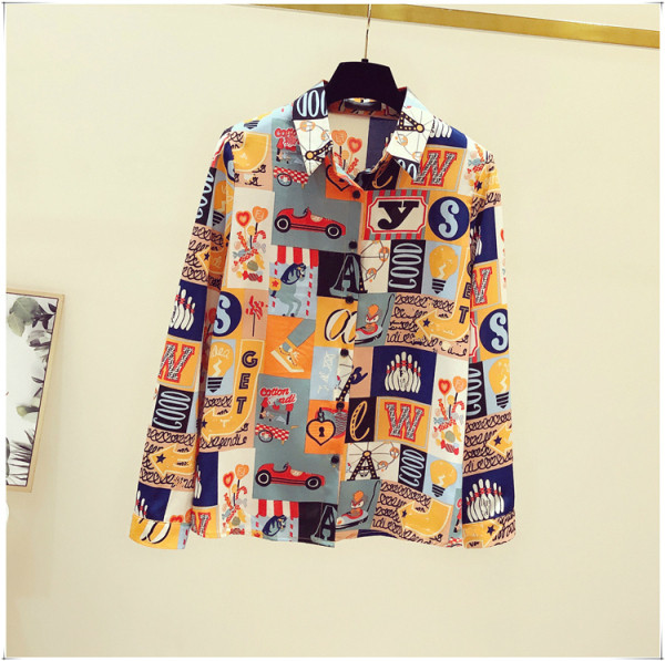 Színes női tavaszi ing klasszikus gallérral és gombokkal