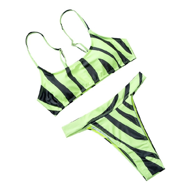 Kétrészes fürdőruha zöld színben és brazil típusú nadrág