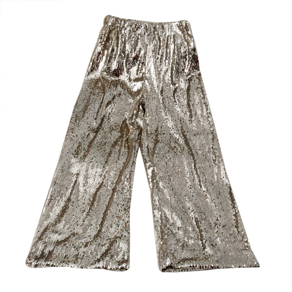 Aktuális női széles modell nadrág magas derékkal és flitterekkel