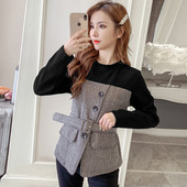 Új modell tavaszi női ing gombokkal és övvel