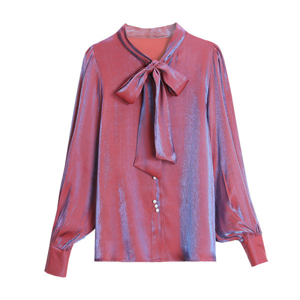 Női sifon ing szalaggal és gyöngyökkel