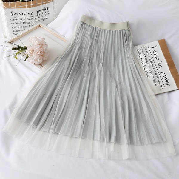 Aktuális női redős szoknya magas derékkal és tüllel