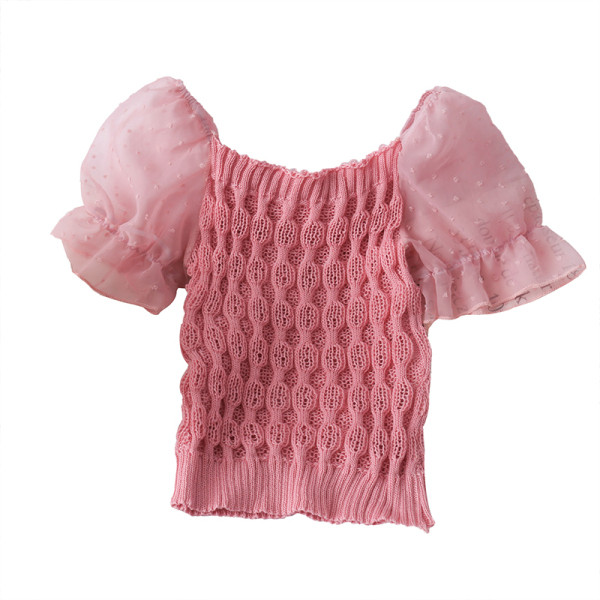 Új modell testreszabott kötött női blúz puffos ujjakkal