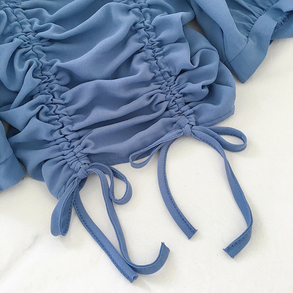 Tavaszi női sifon blúz ráncolt elülső résszel, megkötővel