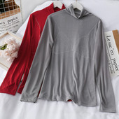 Modern női blúz pólógallérral, hosszú ujjal és rátéttel