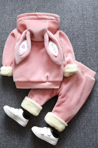 Gyerek plüss szett lányoknak 3D füles rózsaszín színben