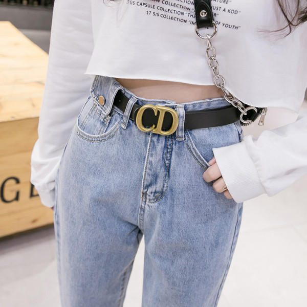 Női farmer magas derékkal és zsebekkel - egyenes modell