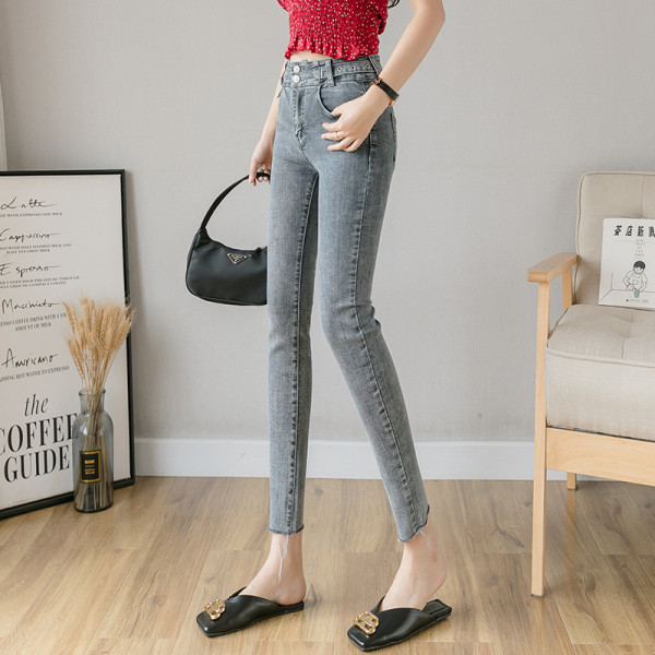 Alkalmi női farmer magas derékkal és zsebekkel - Vékony modell