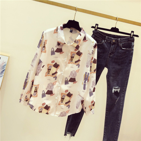 Női ing színes rátéttel és klasszikus gallérral