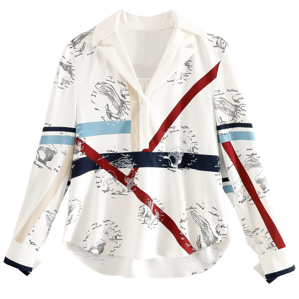 Modern női ing klasszikus gallérral és színes rátéttel