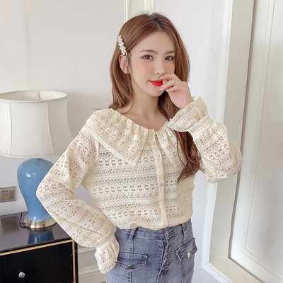 Sieviešu ikdienas pavasara krekls ar garām piedurknēm un pogām