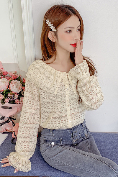 Sieviešu ikdienas pavasara krekls ar garām piedurknēm un pogām