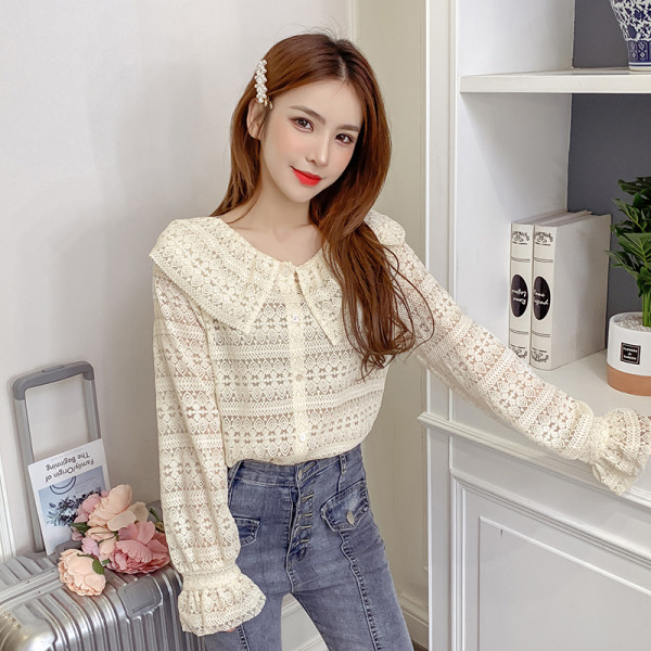 Sieviešu ikdienas pavasara krekls ar garām piedurknēm un pogām