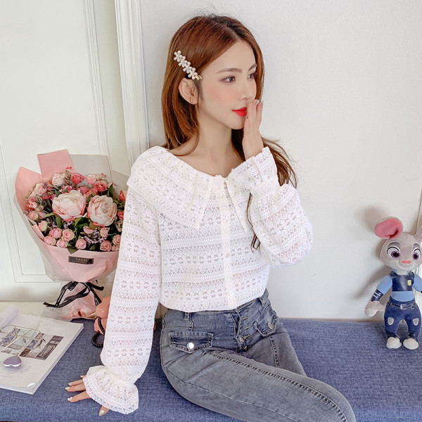 Sieviešu ikdienas pavasara krekls ar garām piedurknēm un pogām