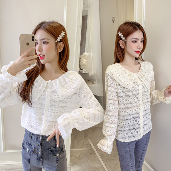 Sieviešu ikdienas pavasara krekls ar garām piedurknēm un pogām