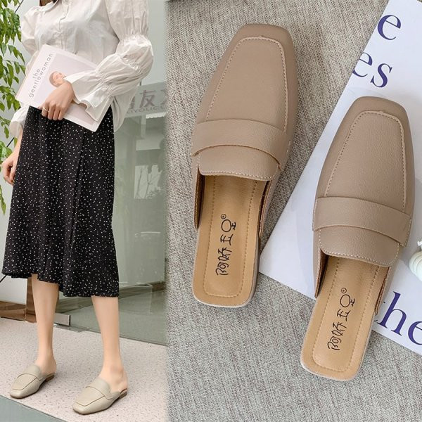 Naiste vabaaja sussid, puhas mudel ökonahast ja lameda tallaga