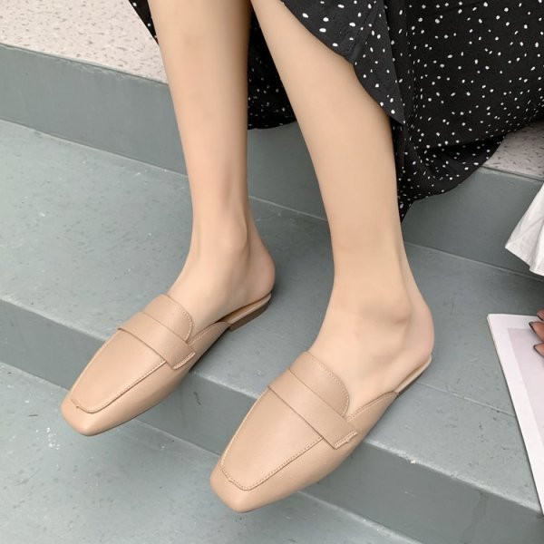 Naiste vabaaja sussid, puhas mudel ökonahast ja lameda tallaga