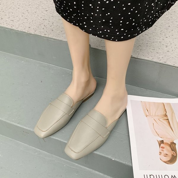 Naiste vabaaja sussid, puhas mudel ökonahast ja lameda tallaga