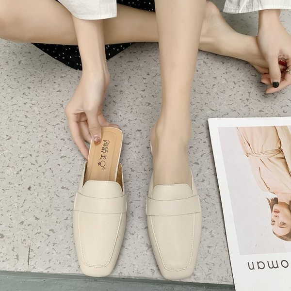 Naiste vabaaja sussid, puhas mudel ökonahast ja lameda tallaga