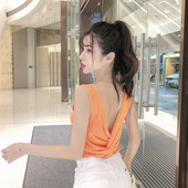 Trikotāžas sieviešu tops ar atvērtu muguru