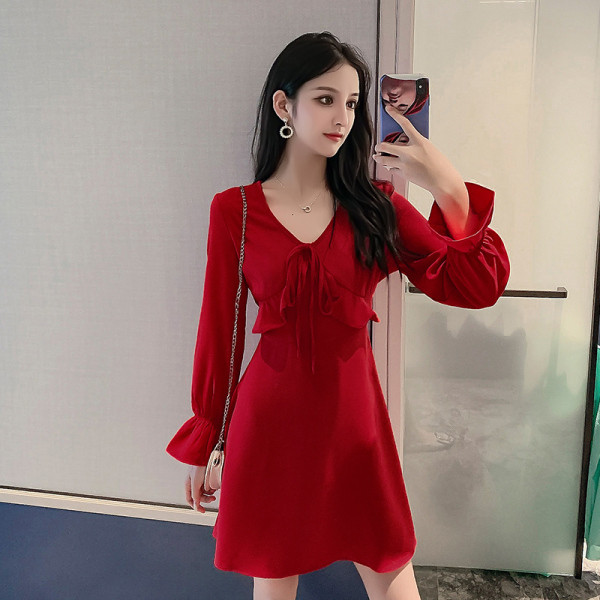 Rochie elegantă de damă, cu cravate și decolteu spitz