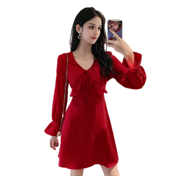 Rochie elegantă de damă, cu cravate și decolteu spitz