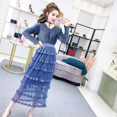 Vintage sieviešu mežģīņu kleita ar lokām