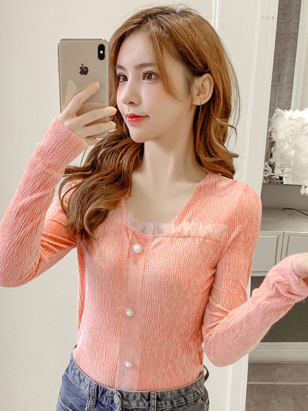 Ikdienas sieviešu blūze ar pogām un tillu