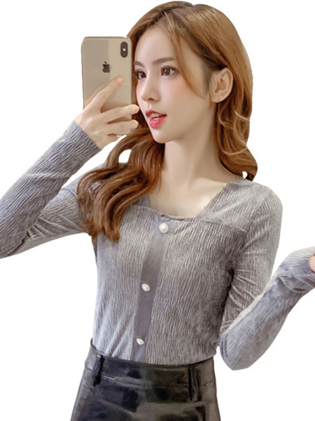 Ikdienas sieviešu blūze ar pogām un tillu