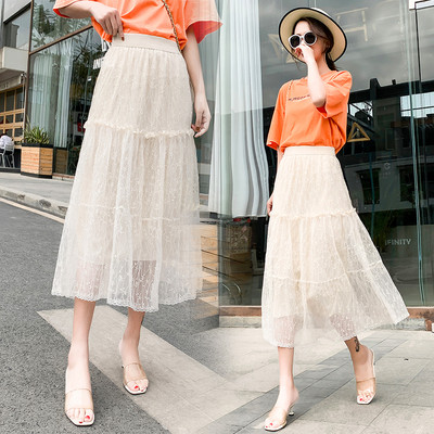 Sieviešu garie svārki ar elastīgu jostasvietu un tillu