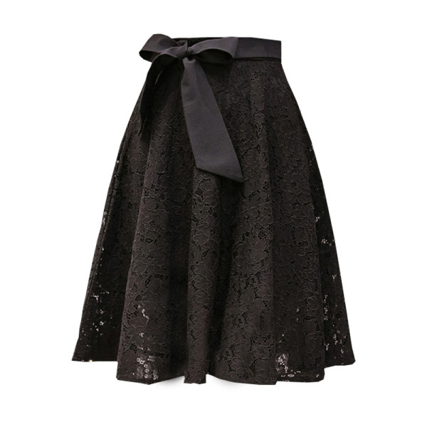 Fusta casual dama cu talie inalta si dantela