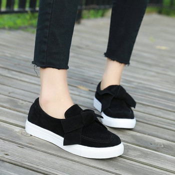 Γυναικεία casual eco suede μοκασίνια με κορδέλα