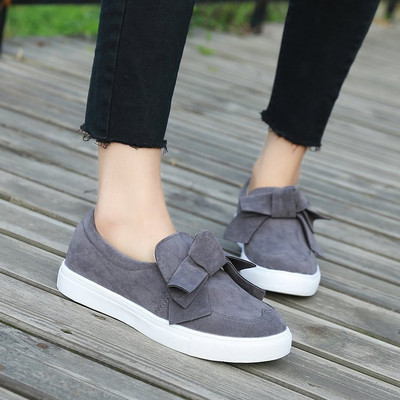 Γυναικεία casual eco suede μοκασίνια με κορδέλα