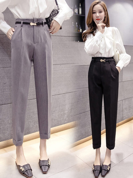 Ikdienas sieviešu bikses ar augstu vidukli 7/9