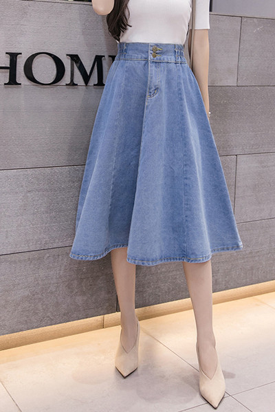 Sieviešu ikdienas svārki ar elastīgu jostasvietu un pogām