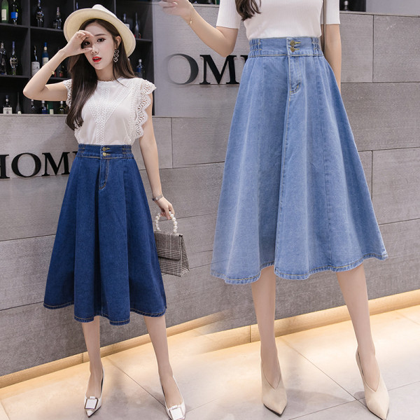 Sieviešu ikdienas svārki ar elastīgu jostasvietu un pogām