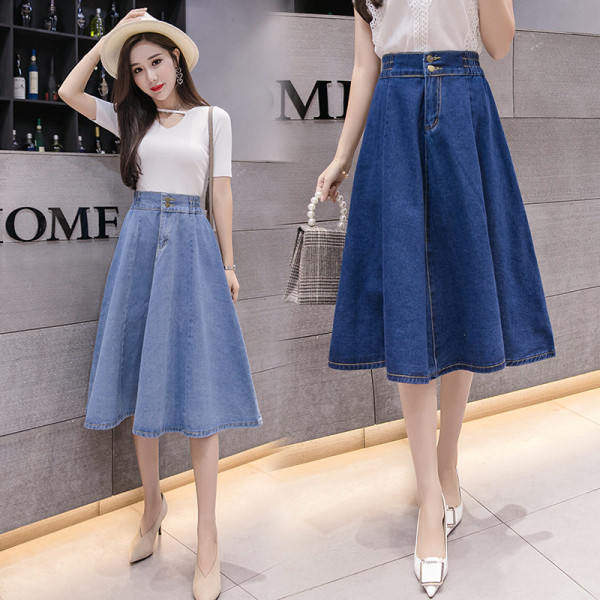 Sieviešu ikdienas svārki ar elastīgu jostasvietu un pogām