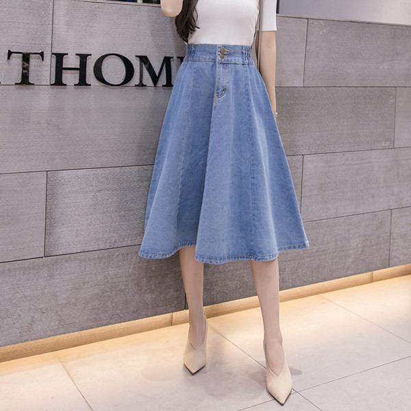 Sieviešu ikdienas svārki ar elastīgu jostasvietu un pogām