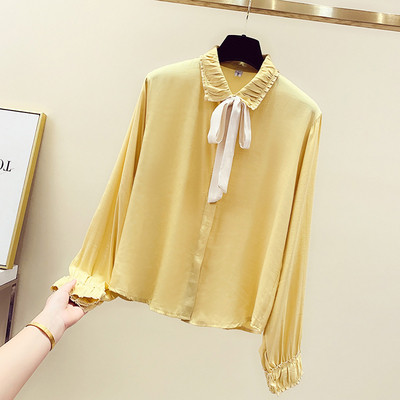 Sieviešu moderns krekls ar lentīti uz apkakles retro stilā