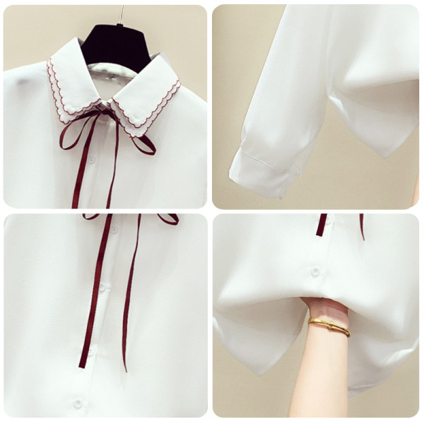 Sieviešu krekls retro stilā un kaklasaites apkakle